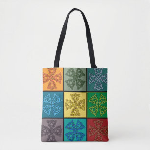 Tote Bag Motif de croix en nœud celtique Pop Art