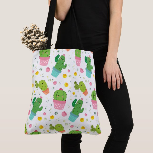 Tote Bag Motif de Cute Cactus (De près)