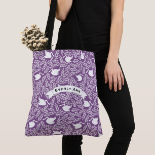 Tote Bag Motif de cygne violet et blanc