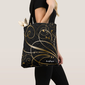 Tote Bag Motif de Damas - Flèches d'or Personnalisé