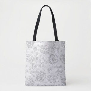 Tote Bag Motif de dentelle, cru 1 de fleur