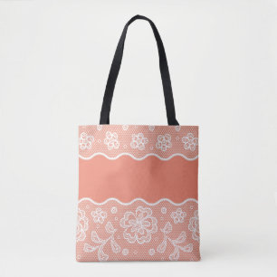Tote Bag Motif de dentelle, cru 4 de fleur