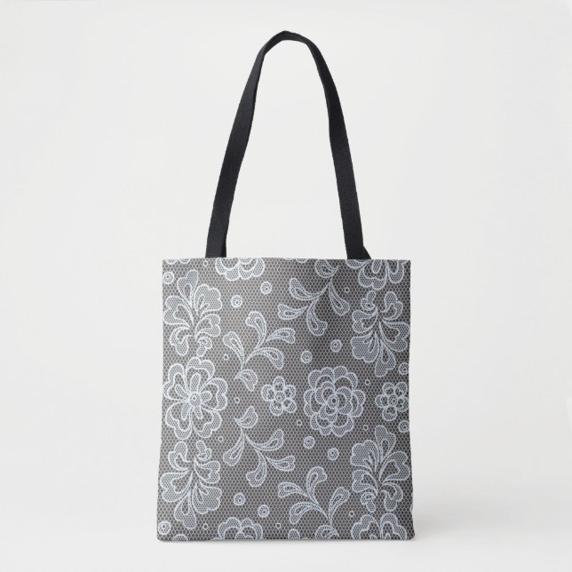 Tote Bag Motif de dentelle, cru 6 de fleur (Devant)