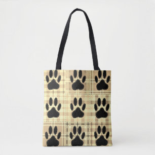 Tote Bag Motif De Dessin De Chien Paw À Sepia