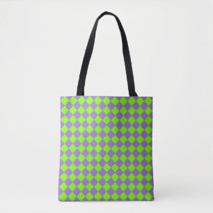 Tote Bag Motif de diamant Purple Green Checker