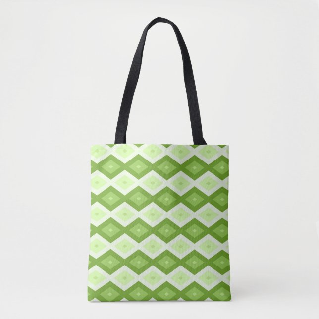 Tote Bag Motif de diamant vert Chartreuse (Devant)