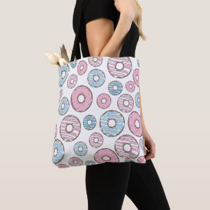 Tote Bag Motif De Donuts, Donuts Roses, Donuts Bleus