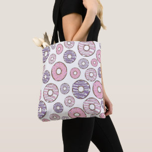 Tote Bag Motif De Donuts, Donuts Roses, Donuts Violets