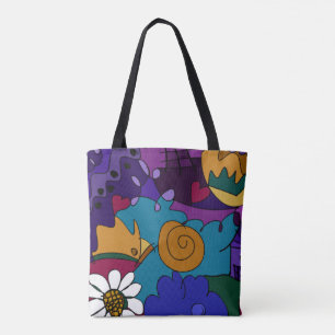 Tote Bag Motif de doodle à main colorée à la main