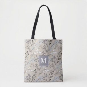 Tote Bag Motif de dragon floral vintage avec monogramme