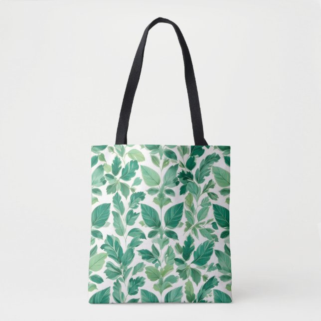Tote Bag Motif de feuillage vert luxuriant (Devant)