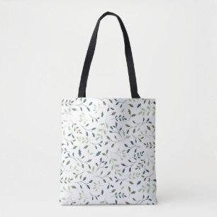 Tote Bag Motif de feuilles botaniques vert sauge sarcelle
