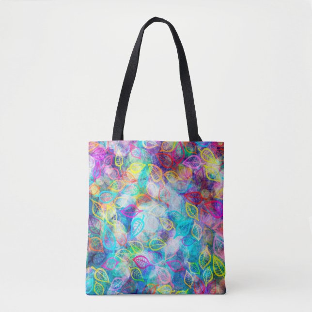 Tote Bag Motif de feuilles colorées (Devant)