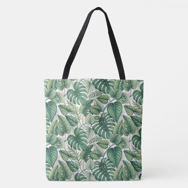 Tote Bag Motif de feuilles vertes (Devant)
