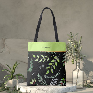 Tote Bag Motif de feuilles vertes élégantes Classe Tendance