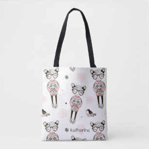 Tote Bag Motif de fille rose pâle personnalisée