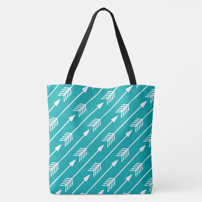 Tote Bag Motif de flèches Turquoise foncé élégant (Dos)