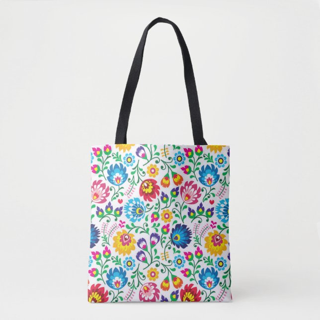Tote Bag Motif de fleur d'art populaire 2 (Devant)