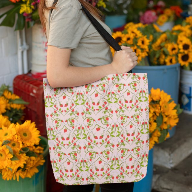 Tote Bag Motif de fleur de fraise à l'aquarelle (Créateur téléchargé)