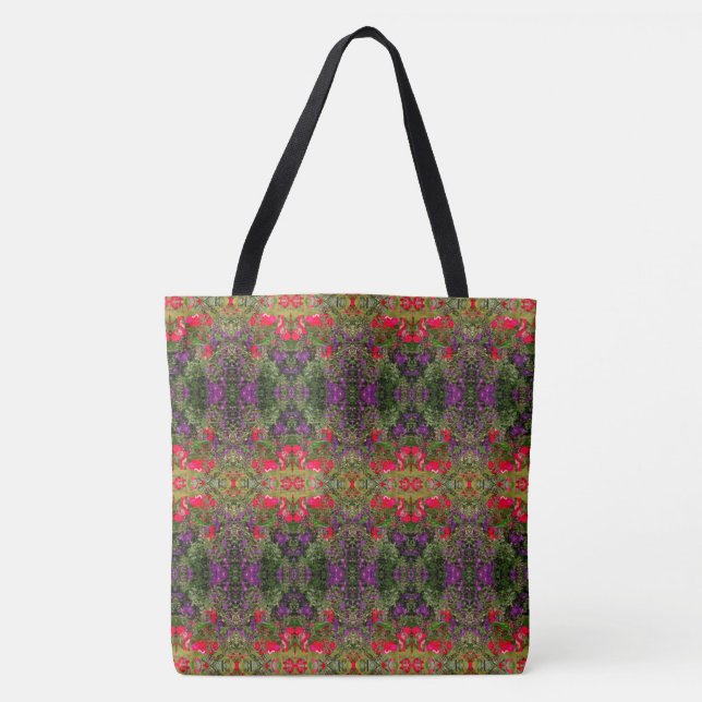 Tote Bag Motif de fleur de kaléidoscope 4 GRAND (Devant)