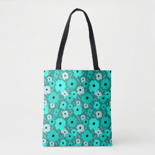 Tote Bag Motif de fleur de turquoise