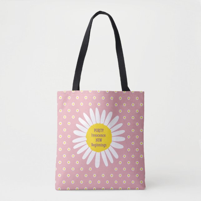 Tote Bag Motif de fleur marguerite - Pureté, citation d'inn (Devant)