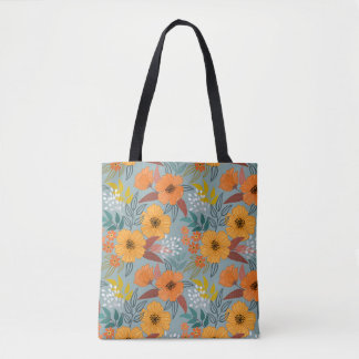 Tote Bag Motif de fleurs à main colorée
