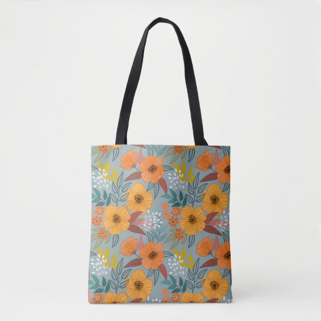 Tote Bag Motif de fleurs à main colorée (Devant)
