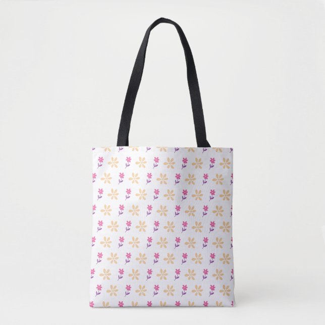Tote Bag Motif de fleurs à main vif (Devant)