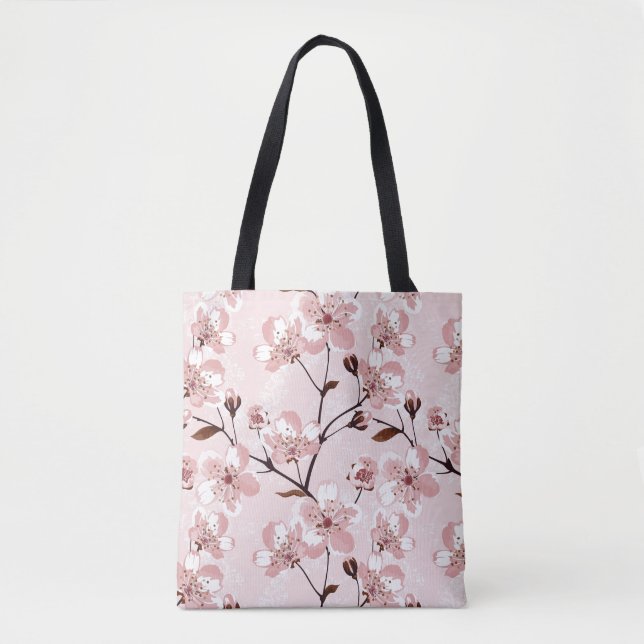 Tote Bag Motif de fleurs de fleurs de cerisier (Devant)