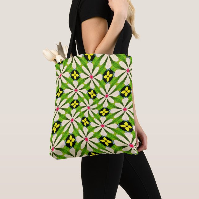 Tote Bag Motif de fleurs esthétiques (De près)