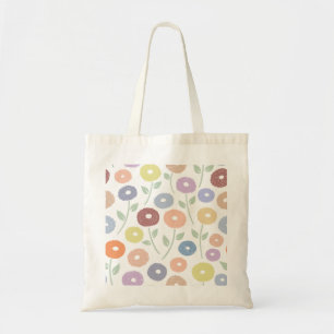 Tote Bag Motif de fleurs floues Lg Pastels sur fond blanc