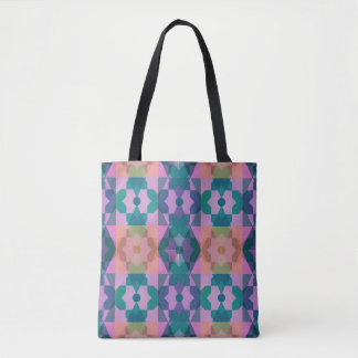 Tote Bag Motif de fleurs géométrique