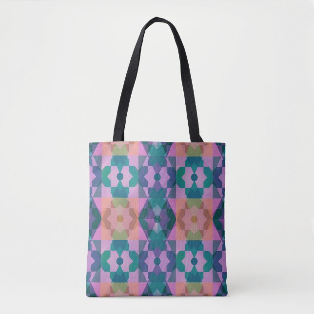 Tote Bag Motif de fleurs géométrique (Devant)