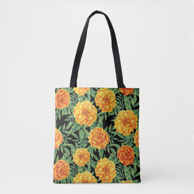 Tote Bag Motif de fleurs Marigold (Devant)