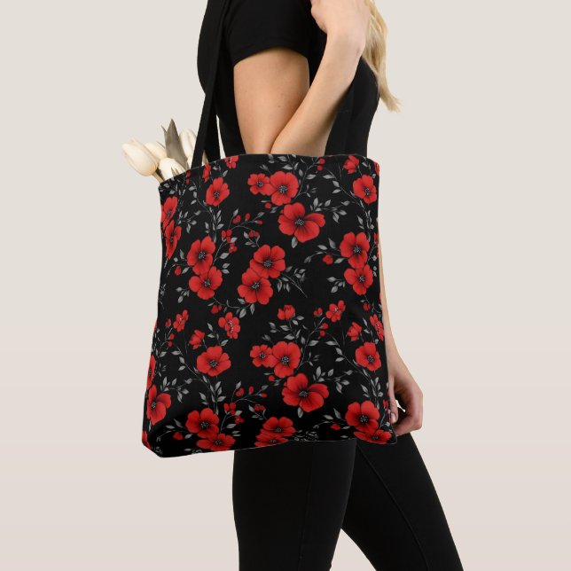 Tote Bag Motif de fleurs Red Poppy (De près)
