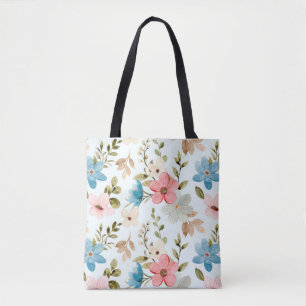 Tote Bag Motif de fleurs sauvages aquarelles colorées