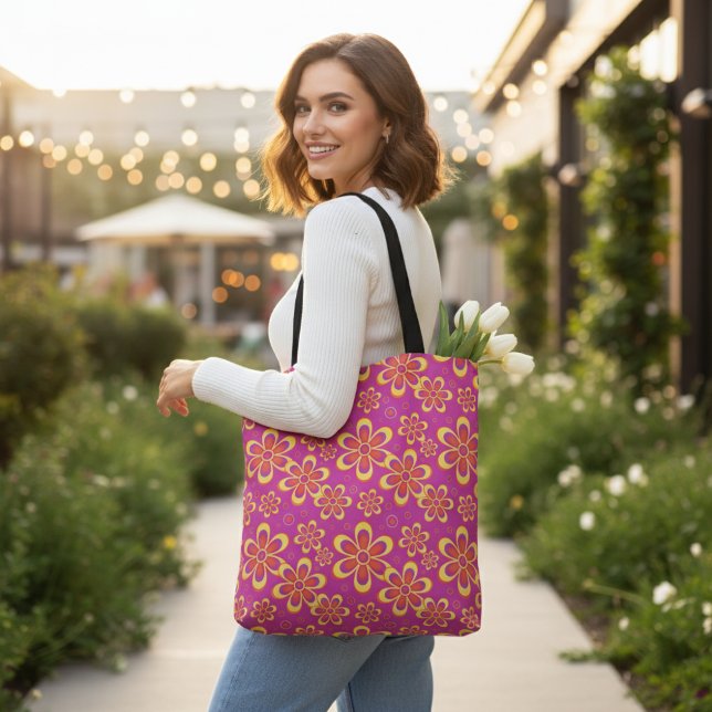 Tote Bag Motif de fleurs Super magenta violet (Créateur téléchargé)