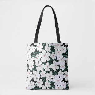 Tote Bag Motif de fleurs tropical blanc