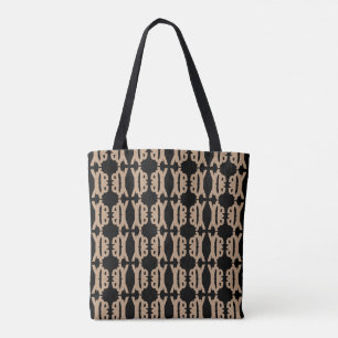 Tote Bag Motif de forme noir et beige moderne