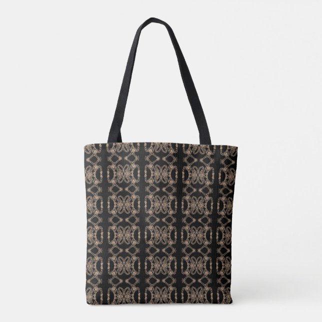 Tote Bag Motif de forme noir et beige unique moderne (Dos)