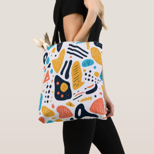 Tote Bag Motif de formes organiques de style Memphis abstra