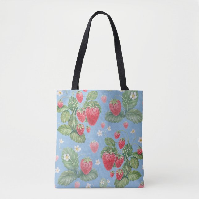 Tote Bag Motif de fraise aquarelle (Devant)
