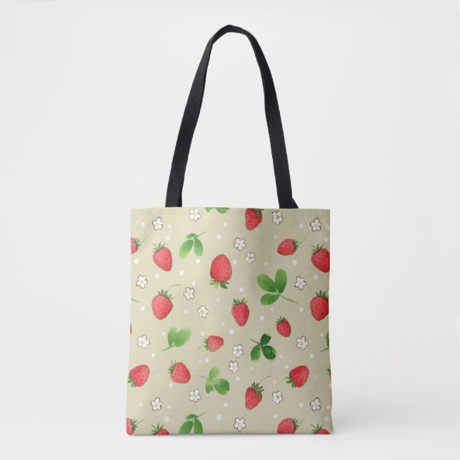 Tote Bag Motif de fraises d'aquarelle (Devant)