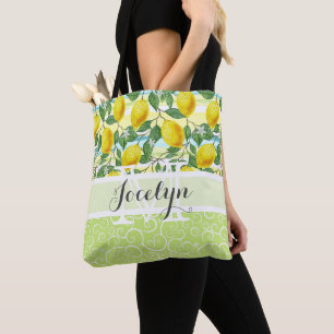 Tote Bag Motif de fruit de citron d'été méditerranéen perso