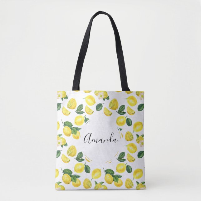 Tote Bag Motif de fruits aux citrons jaunes (Devant)