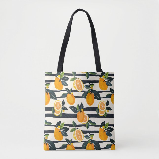 Tote Bag Motif de fruits d'agrumes avec Feuilles verts (5) (Devant)