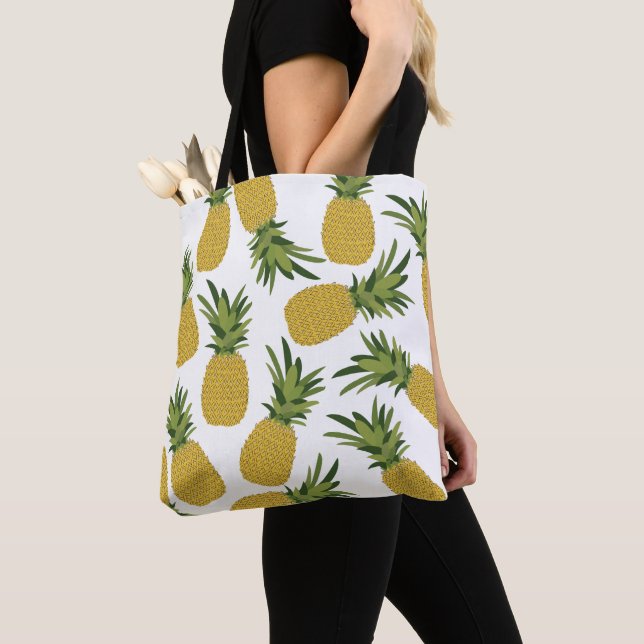Tote Bag Motif de fruits tropicaux à l'ananas (De près)