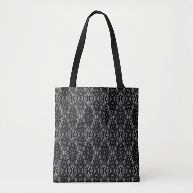 Tote Bag Motif de géométrie abstraite gris noir (Devant)