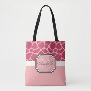 Tote Bag Motif de girafe rose